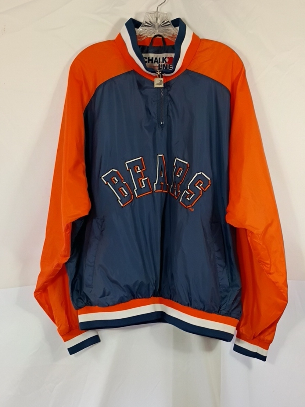 EUC CHALK LINE Vintage Chicago Bears Navy & Orange Pullover Jacket Mens Size XL